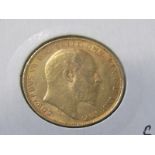 EDWARDIAN GOLD SOVEREIGN, 1905, good grade