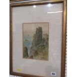 J. C. UREN, signed watercolour "Cliffs at Lands End", 24cm x 17cm