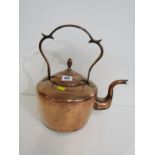 ANTIQUE METALWARE, early 19th Century copper shaped handle kettle, 33cm height