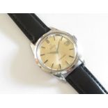 OMEGA SEAMASTER WRIST WATCH, automatic caliber 562, stainless steel wrist watch with leather strap
