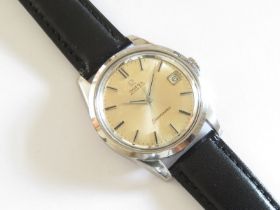 OMEGA SEAMASTER WRIST WATCH, automatic caliber 562, stainless steel wrist watch with leather strap