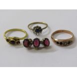 SELECTION OF GOLD JEWELLERY, all in a/f condition, 3 rings and part of larger item, approx 5.2 grams