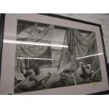R.A.WILSON signed monochrome pen and ink painting "The River Views" 47cm x 56cm