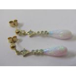 PAIR OF 9ct YELLOW GOLD OPAL DROP EARRINGS