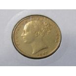 VICTORIAN GOLD SOVEREIGN, 1865 bun head gold sovereign, high grade