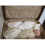 ANTIQUE DOLL, Armand Marseille bisque headed Dream Baby, model no 351.14.K, in vintage travel case