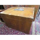 VINTAGE TRAVEL TRUNK, deep bodied trunk with metal corner fixings, 85cm width