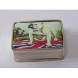 SILVER PILL BOX with applied British Bulldog and Union Jack flag to lid