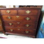 GEORGIAN MAHOGANY STRAIGHT FRONT CHEST, 2 short and 3 long graduated drawers, shaped brass back