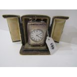 SILVER BEDROOM CLOCK, crafted silver case bedroom clock by J Moore, Birmingham 1899, 7cm height with