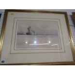 I. W. PARKYN, signed watercolour "Ocean Liner entering Port", 23cm x 34cm
