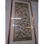 MOTORING, colour framed advert print "Pratt's Map of The Great North Road" 83cm x 30cm