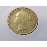VICTORIAN GOLD SOVEREIGN, early Victorian bun head gold sovereign, 1849, high grade