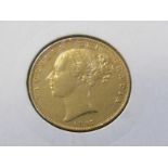 VICTORIAN BUN HEAD GOLD SOVEREIGN, 1857 higher grade, Victorian gold sovereign