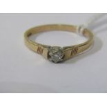 9ct YELLOW GOLD DIAMOND SOLITAIRE RING, size O