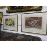 A.R. YOUNG a pair of signed watecolours, 'Still life -primroses and anemones', 23cm x 33cm