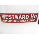 VINTAGE ENAMEL SIGN, Westward Ho, original smoking mixture sign, 91cm width x 23cm height
