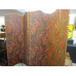 ARTS & CRAFTS, 4 fold draught screen, embossed floral design panelling, 176cm width