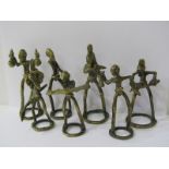 AFRICAN METALWARE, a group of 7 brass coil work native figures, max height 9cm