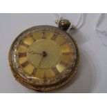 GOLD POCKET WATCH, 18ct gold cased key wind pocket watch, Chester hallmark 42mm diameter, 96.3 grams