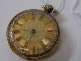 GOLD POCKET WATCH, 18ct gold cased key wind pocket watch, Chester hallmark 42mm diameter, 96.3 grams