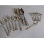 STERLING SILVER, collection of assorted spoons, including ornate handled serving spoons, total