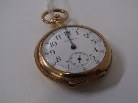 18ct GOLD CASED POCKET WATCH, lady's 18ct gold cased fob watch by Waltham with secondary dial, 42.