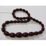 VINTAGE CHERRY AMBER NECKLACE, graduated beads, approx 24-26" length, approx 90 grams