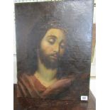 SPANISH OLD MASTER, oil on canvas "Jesus - Crown of Thorns, Saviour of the World" 48cm x 37cm