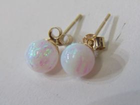 OPAL STUD EARRINGS, pair of 9ct yellow gold stud earrings