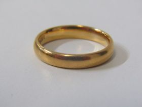 22ct GOLD BAND RING, yellow gold ring, size O, 5 grams