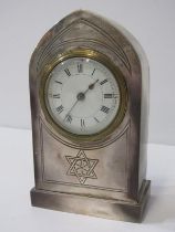 SILVER CASED ARCHED TOP TIME PIECE, stamped R&Co, Paris, London 1903, 16cm height