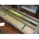VINTAGE MILITARY, WWI gun sight for Naval artillery by Ross of London, in original case, 76cm length