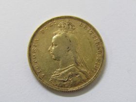 VICTORIAN GOLD SOVEREIGN, 1891 Victorian veiled head gold sovereign