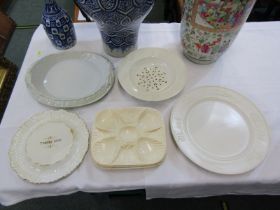 VICTORIAN TONGUE DISH, set of 4 scallop dishes, Wedgwood strainer dish and 2 Victorian bread plates