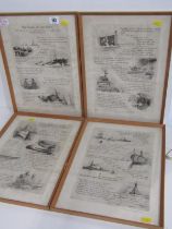 ROWLAND LANGMAID, set of 4 pencil signed etchings "The Laws of the Navy", 30cm x 20cm