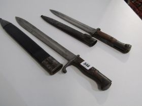 MILITARY, German sheathed WWI bayonet by Henckels; together with other similar stamped "Erfurt"