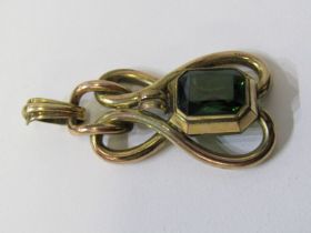 VINTAGE STONESET PENDANT, Victorian style yellow gold (tests as 9ct) pendant, set an emerald cut