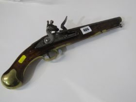 EARLY 19th CENTURY FLINTLOCK PISTOL,short Sea service flintlock pistol with walnut stock,circa 1800,
