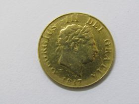 GEORGIAN HALF SOVEREIGN, George III 1817 gold half sovereign