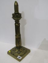 ANTIQUE METALWARE, 19th Century brass leaf moulded candlestick with spring ejector by Palmer & Co.