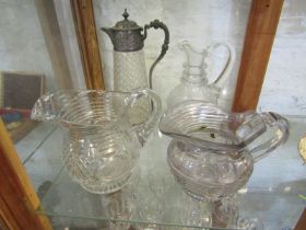 ANTIQUE CUT GLASS, 2 Georgian cut glass water jugs, flagon and claret jug