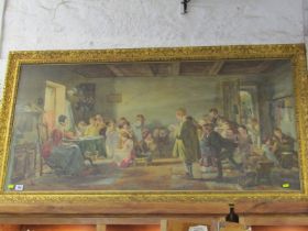 AFTER DAVID WILKIE, watercolour "The School Room", 62cm x 124cm