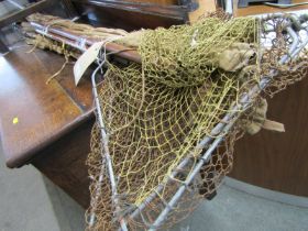 VINTAGE ANGLING, good collection of vintage fishing rods, landing nets including Hardy's splitcane