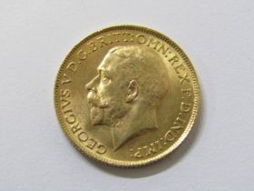 GOLD SOVEREIGN, 1918 George V gold sovereign, high grade