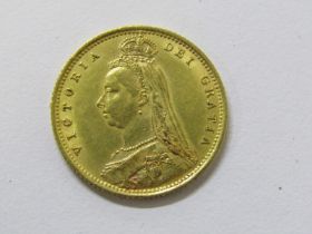 GOLD HALF SOVEREIGN, Victorian 1892 shield back gold half sovereign with Victorian veiled head