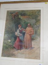 A. WEEDON, signed watercolour dated 1909 "Temptation", 52cm x 39cm