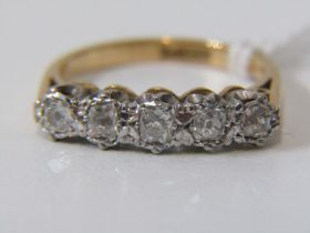 QUALITY 5 STONE DIAMOND RING, 18ct yellow gold ring, set 5 well matched round brilliant cut