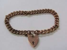 GOLD BRACELET, 9ct rose gold curb link bracelet with padlock clasp, 14.8 grams