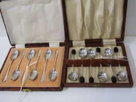 CASED SET OF SILVER COFFEE SPOONS, Sheffield HM, together with a set of silver bean knop coffee